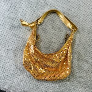 vintage retro Y2K gold sequin slouchy shoulder mini bag ibiza mermaid core